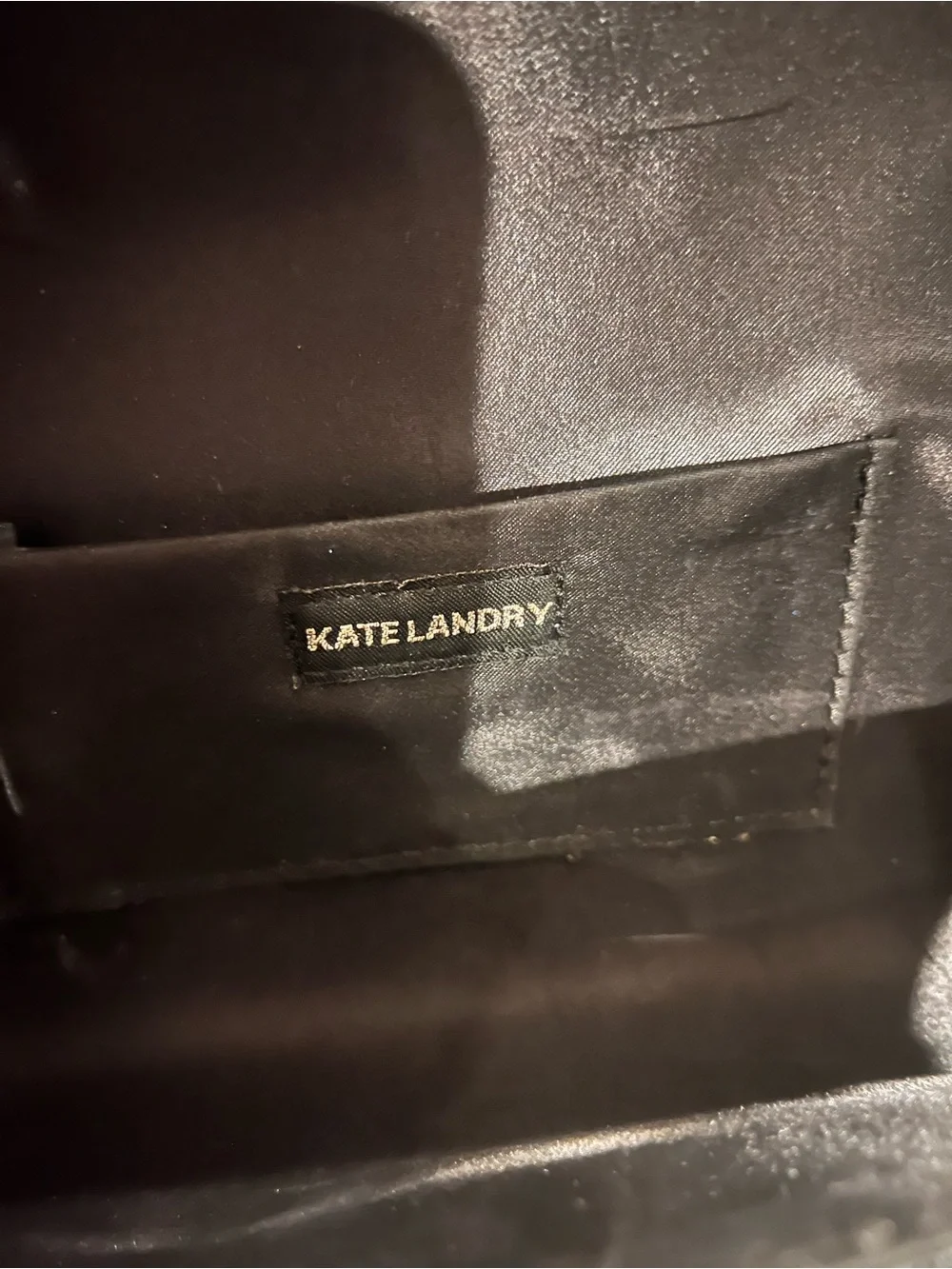 Kate Landry Black Satin Evening Clutch